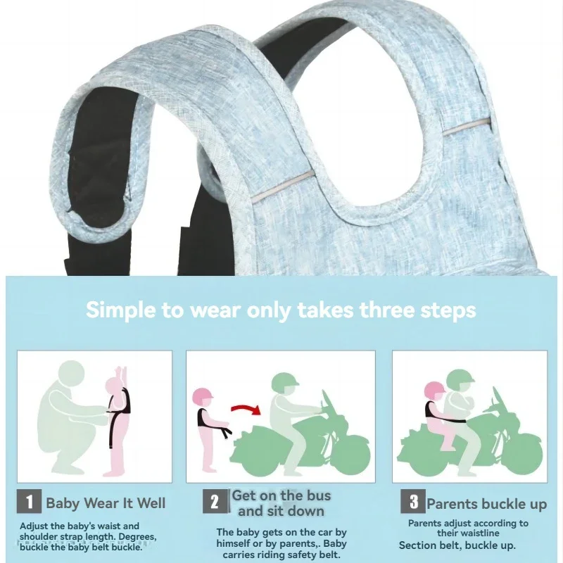 Arnés de seguridad infantil para moto con correas ajustables - imagen 3