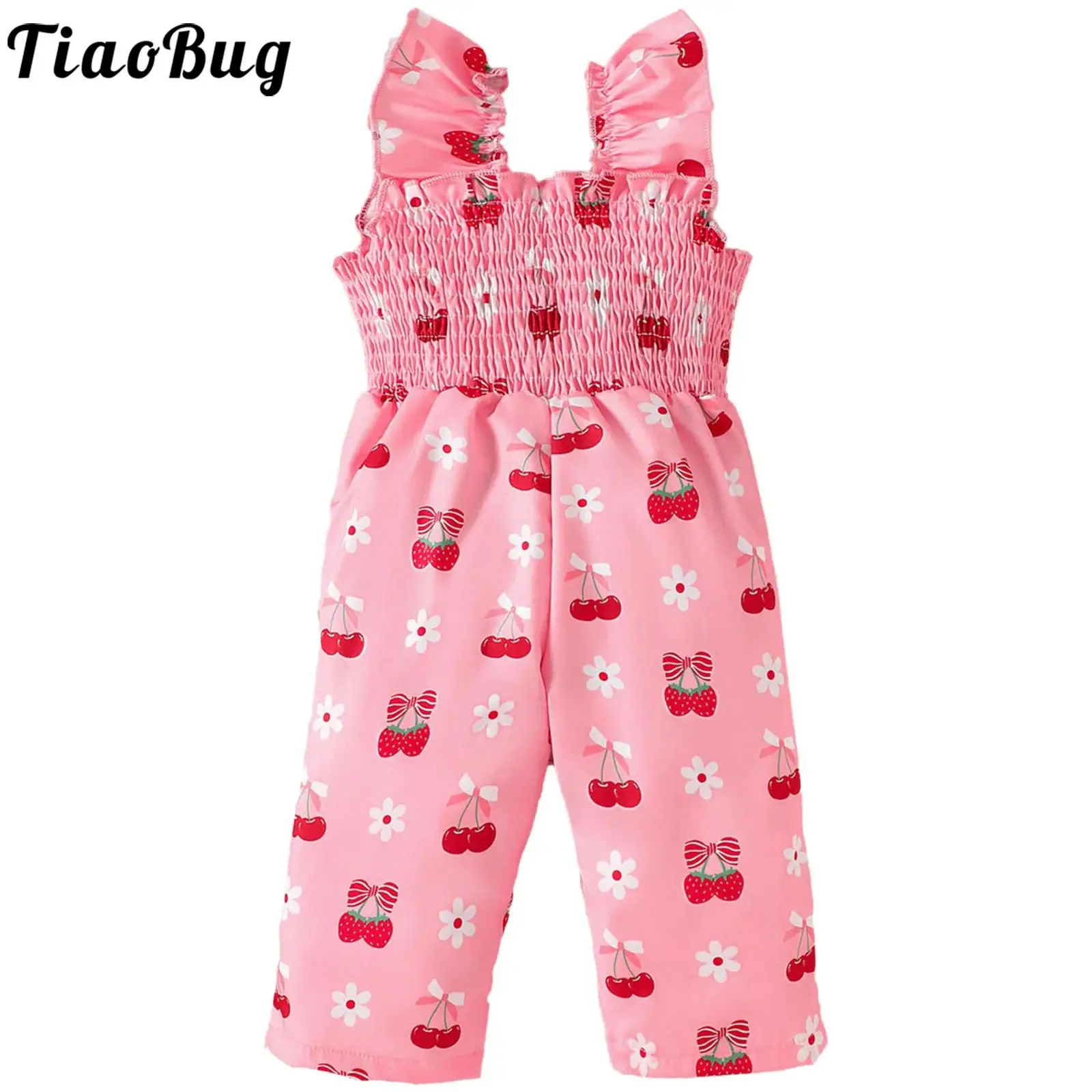 Mono estampado de verano para niña con cintura alta y volantes - imagen 2