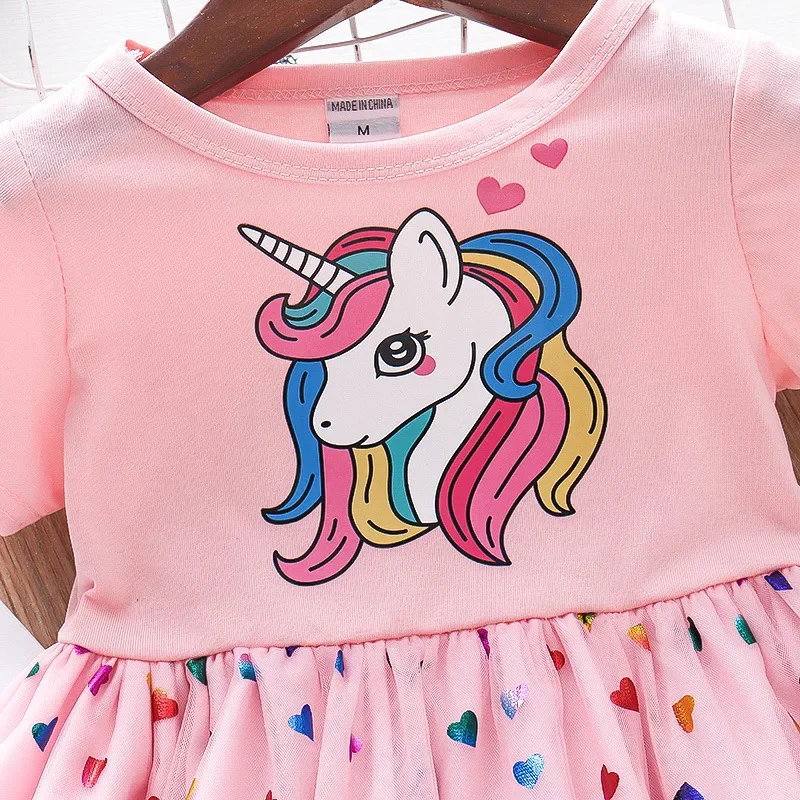 Vestido de princesa con lentejuelas – Unicornio manga corta para niña