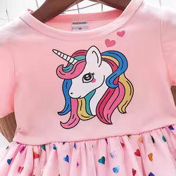 Vestido de princesa con lentejuelas – Unicornio manga corta para niña