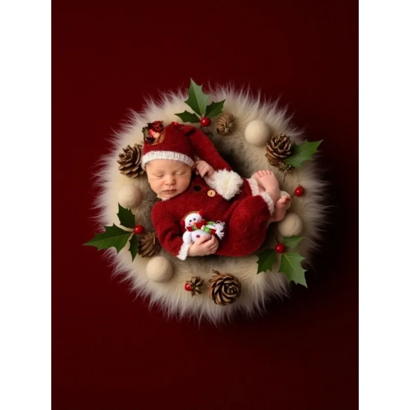 Disfraz de Navidad bebé en mohair con mameluco y gorro a juego