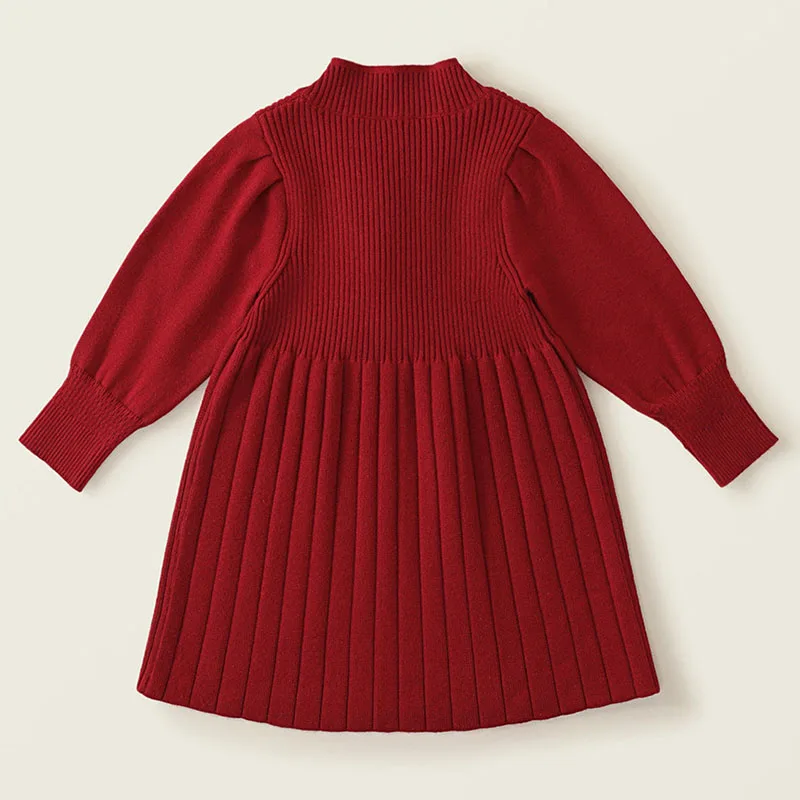 Vestido infantil rojo con manga larga - estilo princesa para nina - imagen 5