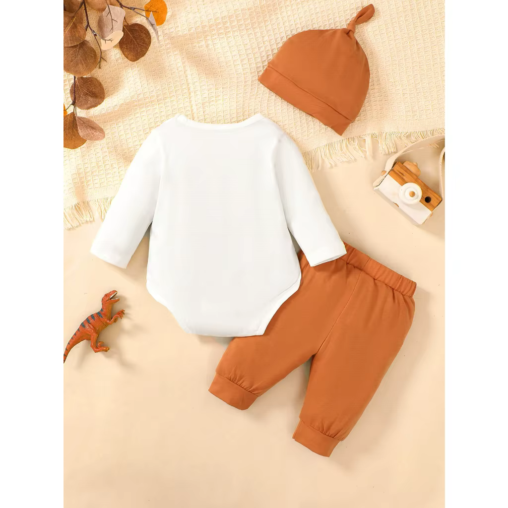 Conjunto dinosaurio para recién nacido con body, pantalón y gorro - imagen 4
