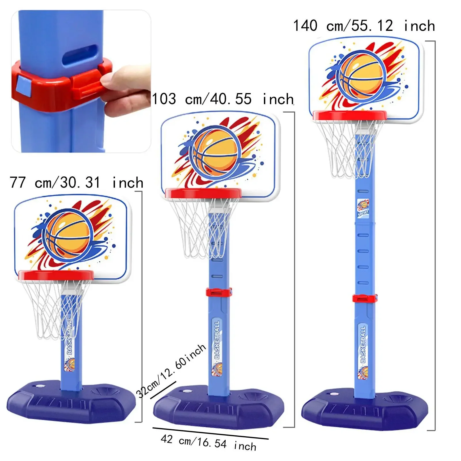 Juego de aro baloncesto ajustable para niños: lanzador portátil - imagen 3