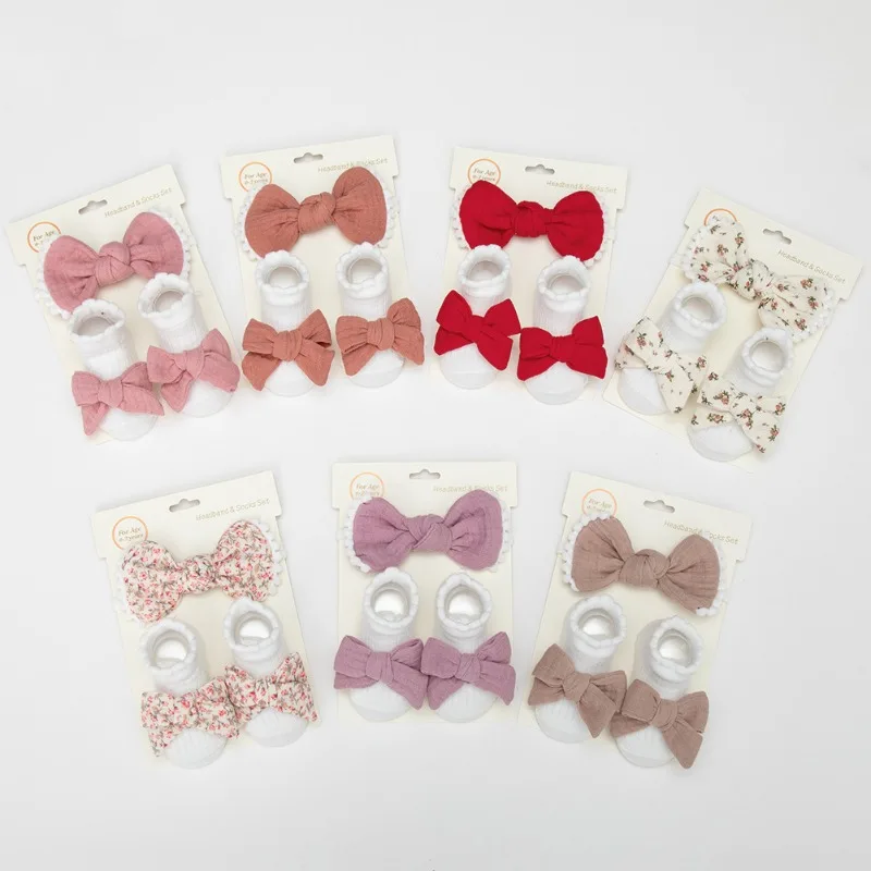 Calcetines antideslizantes para bebé con diadema de encaje
