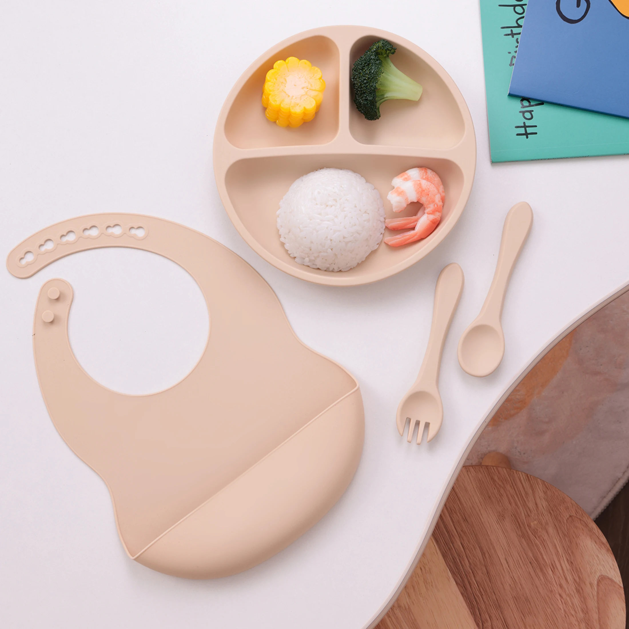 Plato de succión de silicona para bebé - juego de alimentación sin BPA - imagen 4