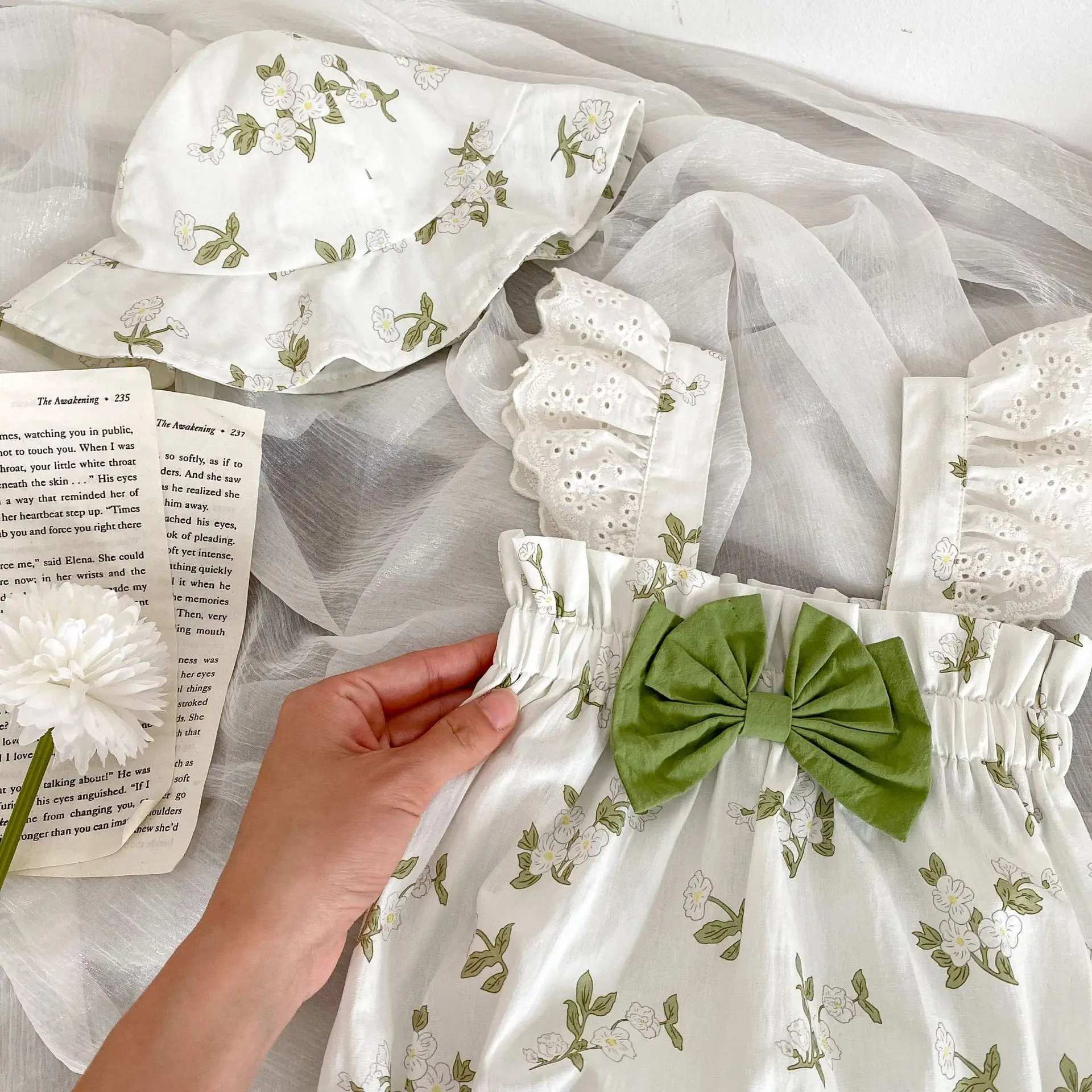 MILANCEL Floral conjunto mono bebé niña verano con sombrero - imagen 4