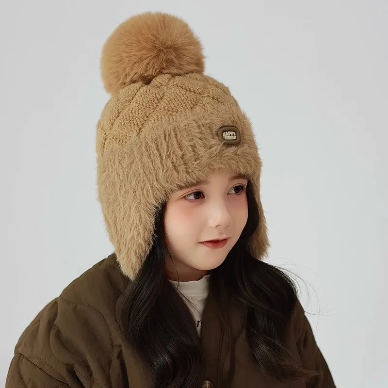 Gorro infantil con orejeras y forro peludo – Cálido a prueba de viento
