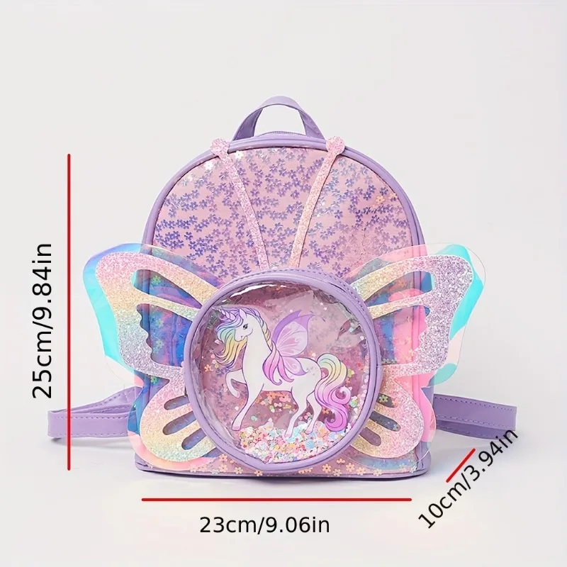 Mochila escolar unicornio impermeable lentejuelas y alas de mariposa - imagen 5