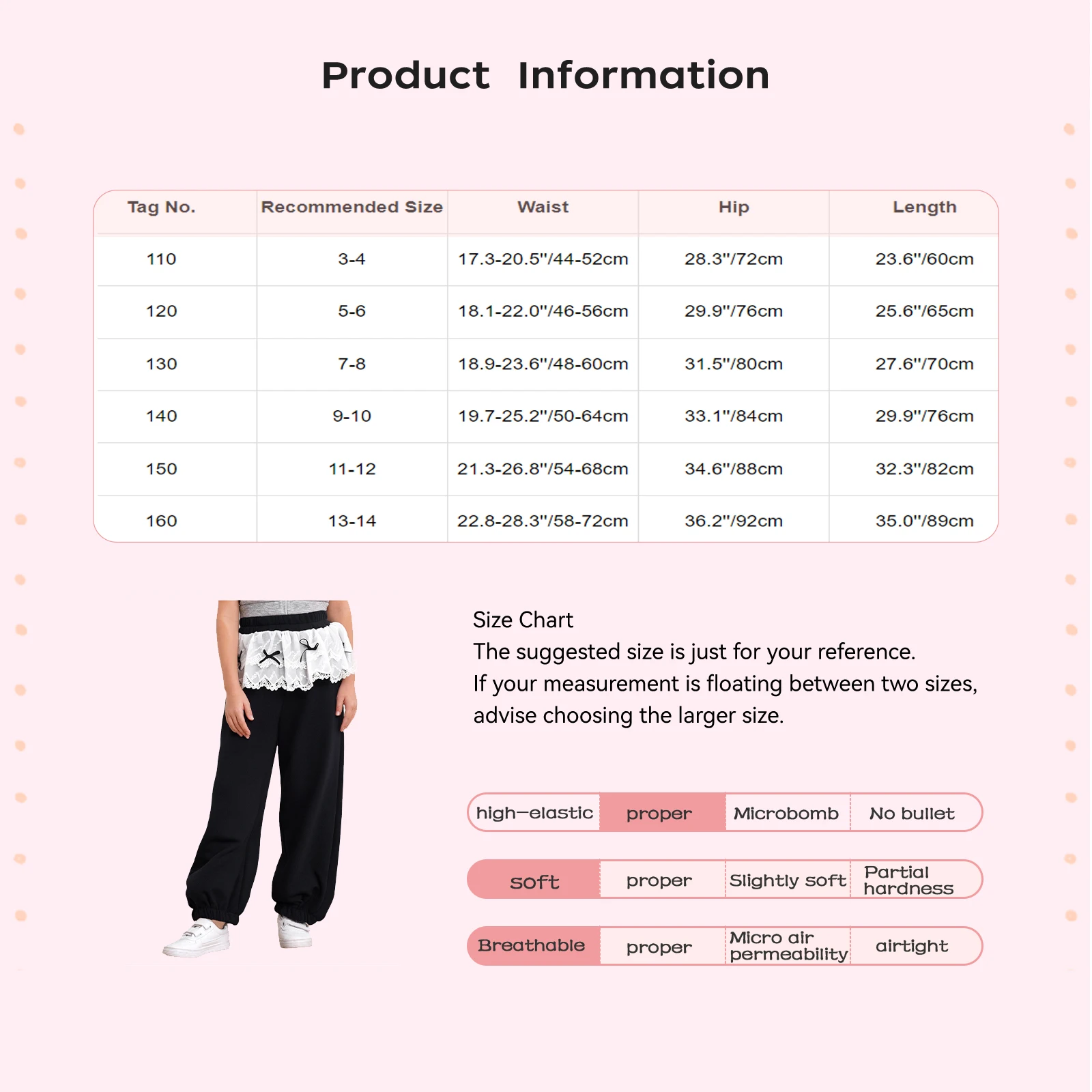 Pantalón chándal niña estilo Y2K con peplum de encaje y lazo - imagen 3