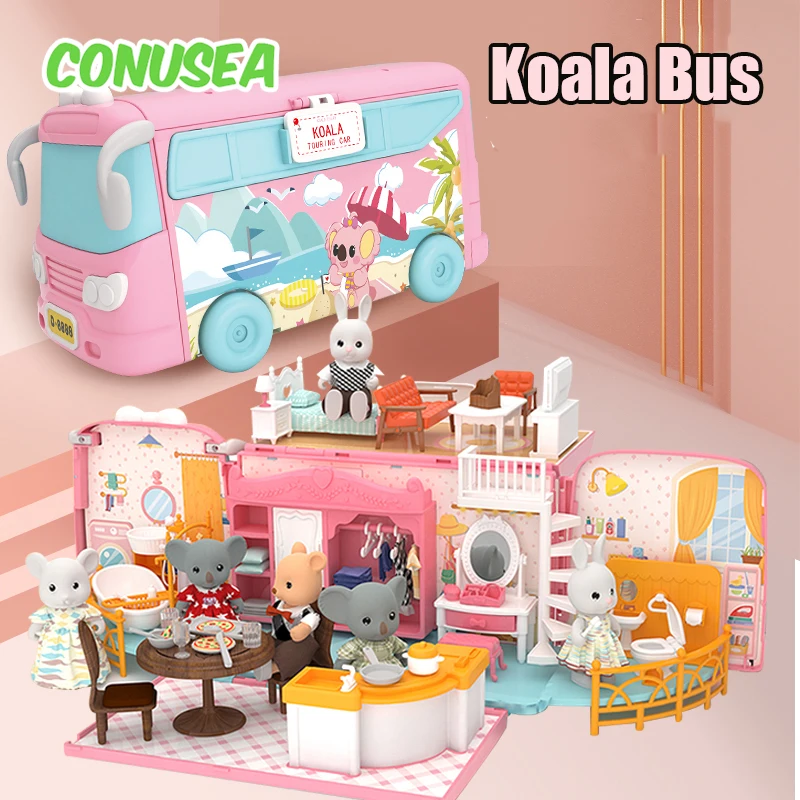 Casa de muñecas Koala con muebles y accesorios en miniatura