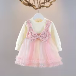 Vestido de cumpleaños niña estilo princesa mangas abullonadas otoño