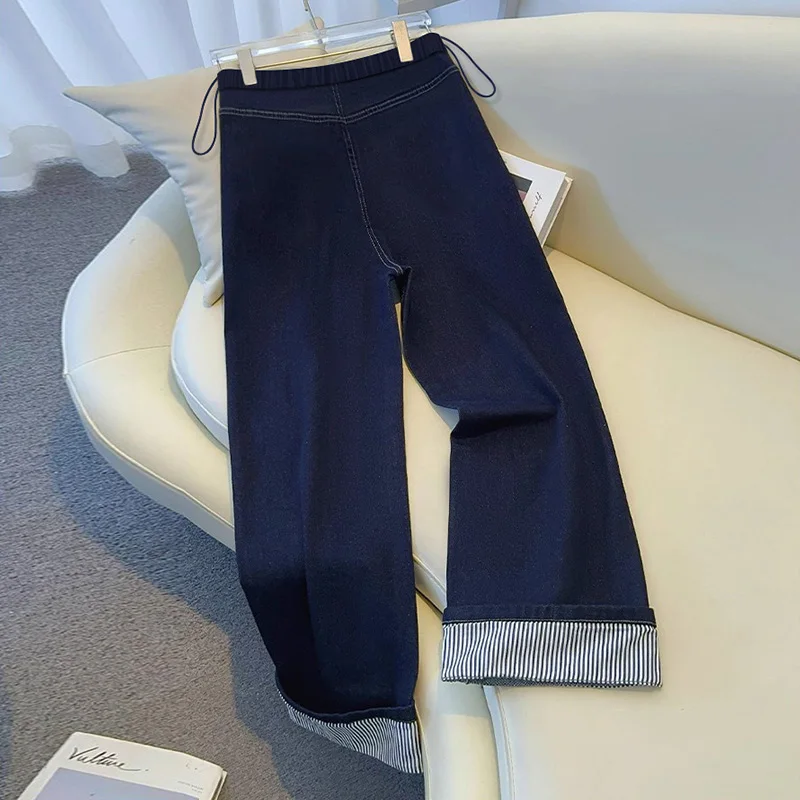 Jeans premamá de cintura alta con elástico y puños cómodos primavera - imagen 3