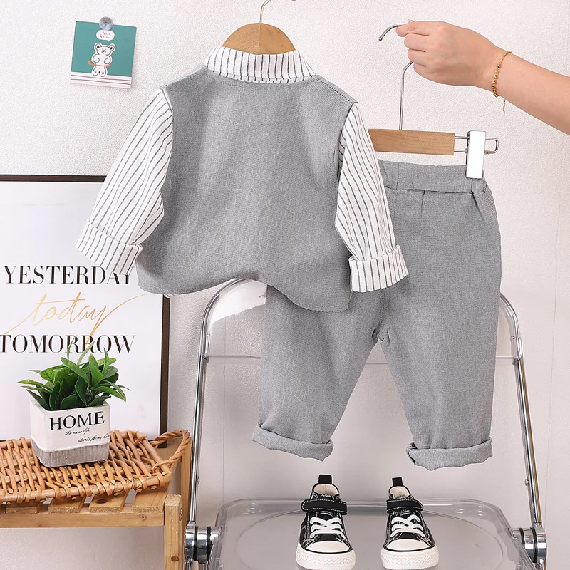 Conjunto de bebé primavera y otoño con chaleco, camisa y pantalón - imagen 4