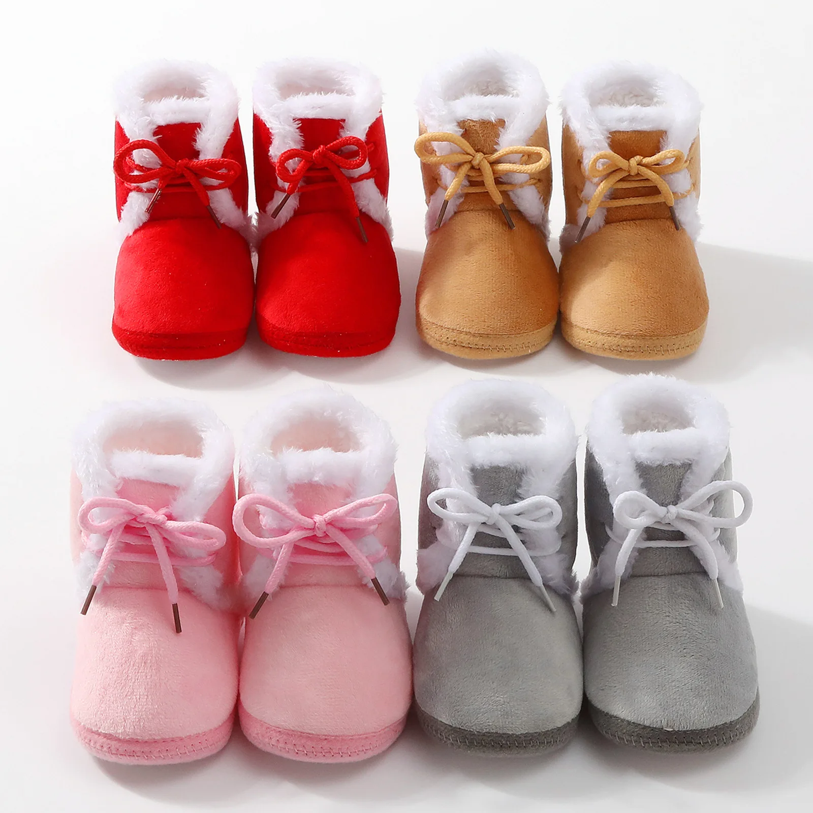 Zapatos de invierno con cordones y lazo para bebé, suaves y cálidos - imagen 5
