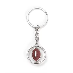 Llavero giratorio mini balón de rugby metálico deportivo unisex