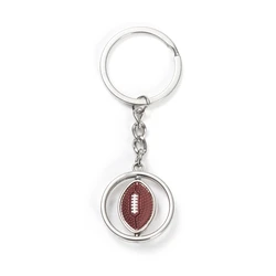 Llavero giratorio mini balón de rugby metálico deportivo unisex