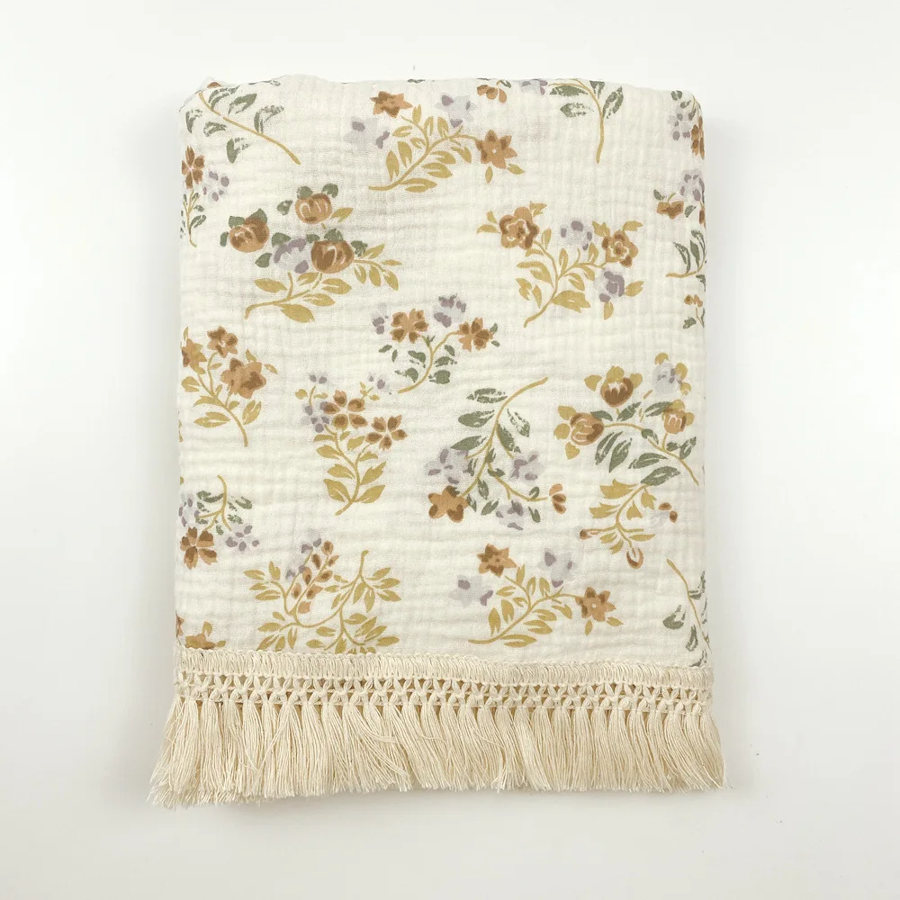 Manta de muselina floral para bebé – cubrecama suave de algodón - imagen 2