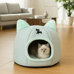 Cama semicerrada antideslizante para perros y gatos de invierno
