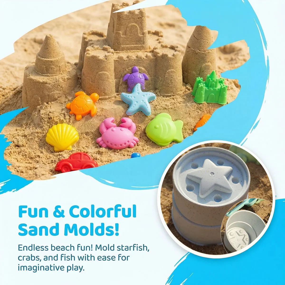 Juego de moldes de playa creativos pequeños para arena educativa - imagen 3