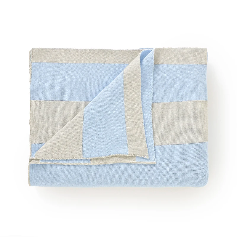 Manta de algodón tejida para bebé con rayas unisex y suave - imagen 3