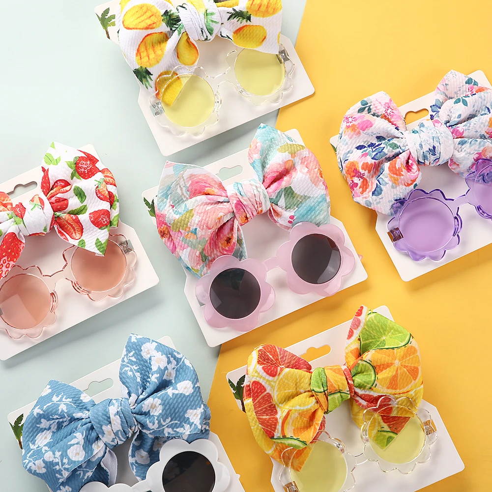 Gafas de sol para bebé con flores y diadema de nailon - imagen 4