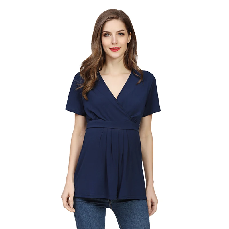 Camiseta de lactancia veraniega con cuello en V y elasticidad - imagen 2
