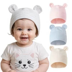 Gorro bebé con orejas de oso, cálido en algodón suave