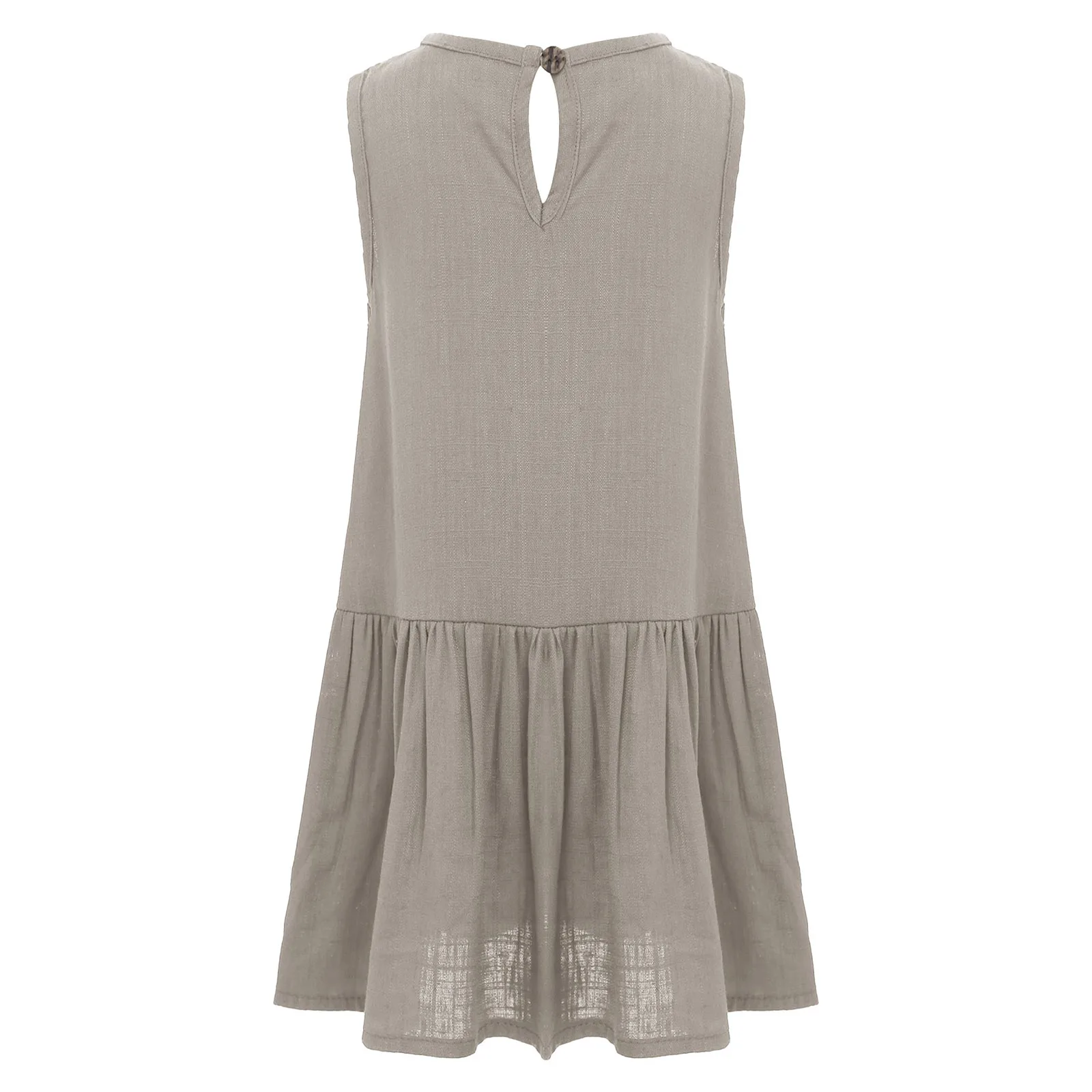 Vestido retro de lino y algodón para niña – Acampanado sin mangas - imagen 5
