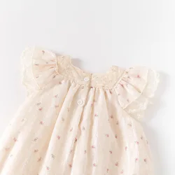 Vestido de verano algodón para niña recién nacida con lazo