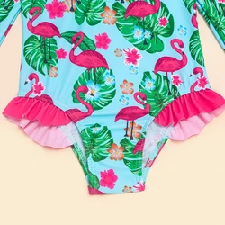 Traje de baño de una pieza para niña con manga larga antirrozaduras playa
