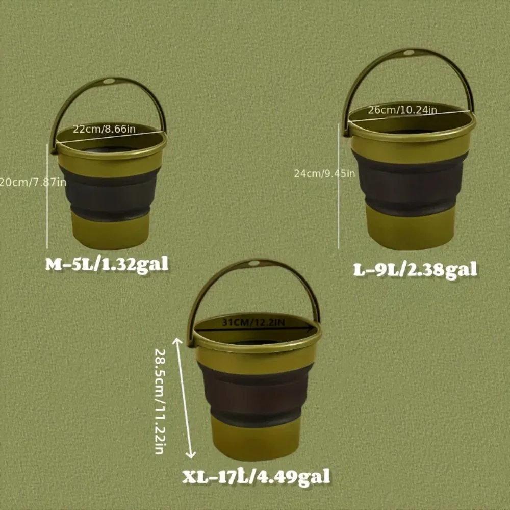 Cubo plegable con asa para playa, camping y pesca - imagen 5