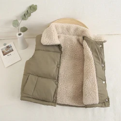 Chaleco algodón cuello piel grueso cálido niños niñas otoño invierno