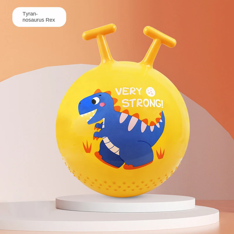 Detalle de la pelota de rebote inflable con mango