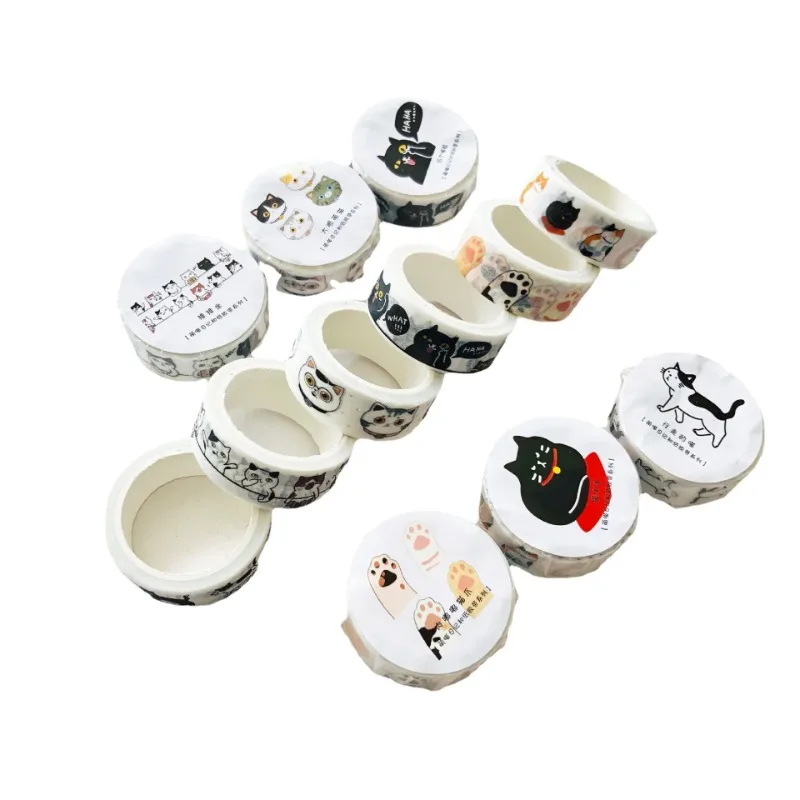 Cinta washi adhesiva decorativa con gatos kawaii para manualidades - imagen 2