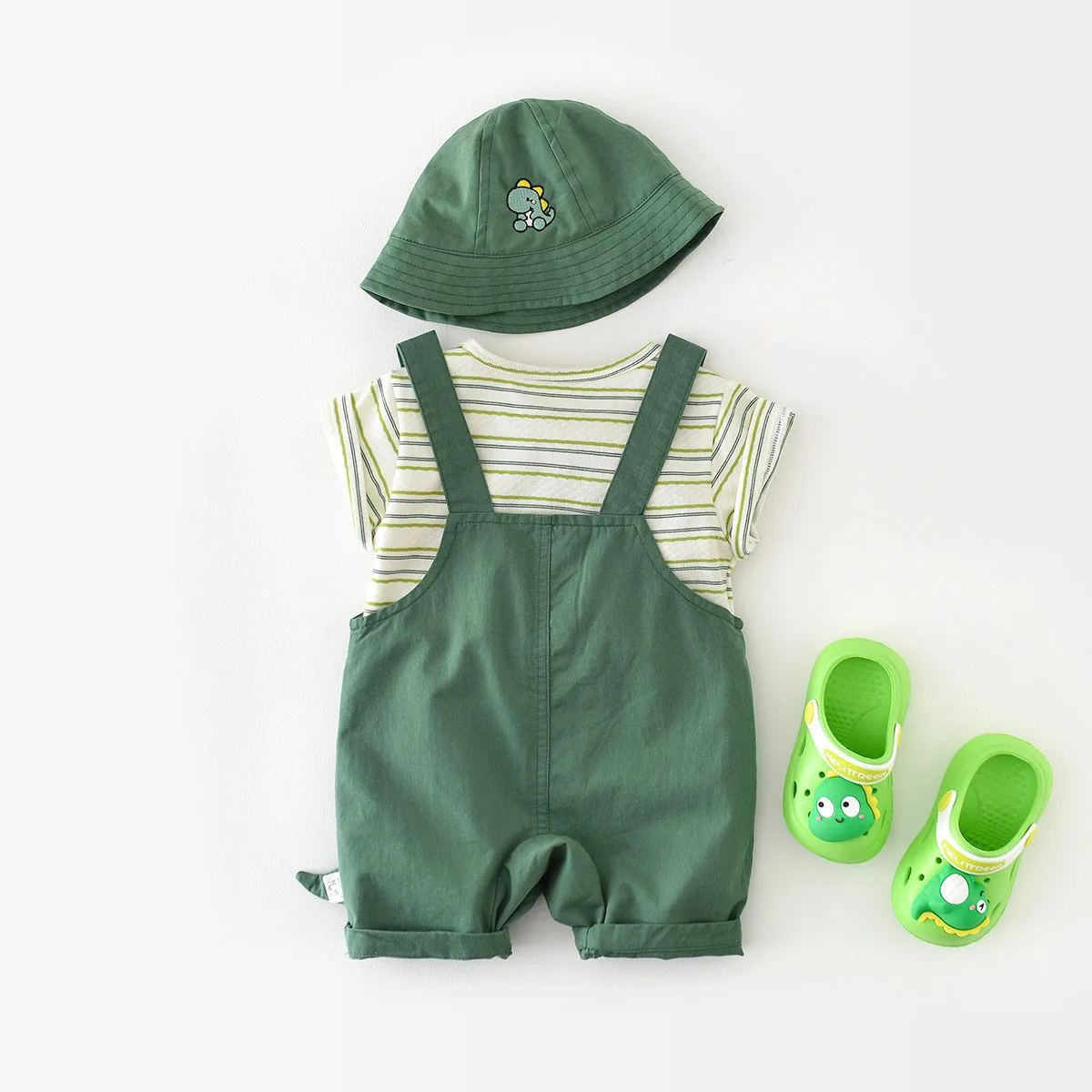 MILANCEL Conjunto para bebé con camiseta a rayas y dinosaurio - imagen 4
