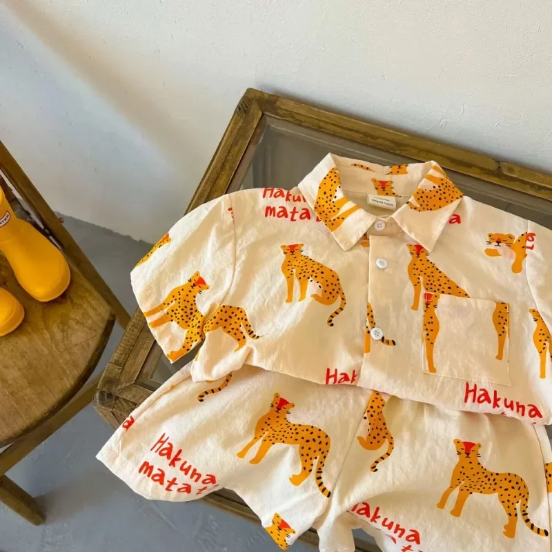 Conjunto para niño: camisa manga corta y pantalón corto guepardo - imagen 4