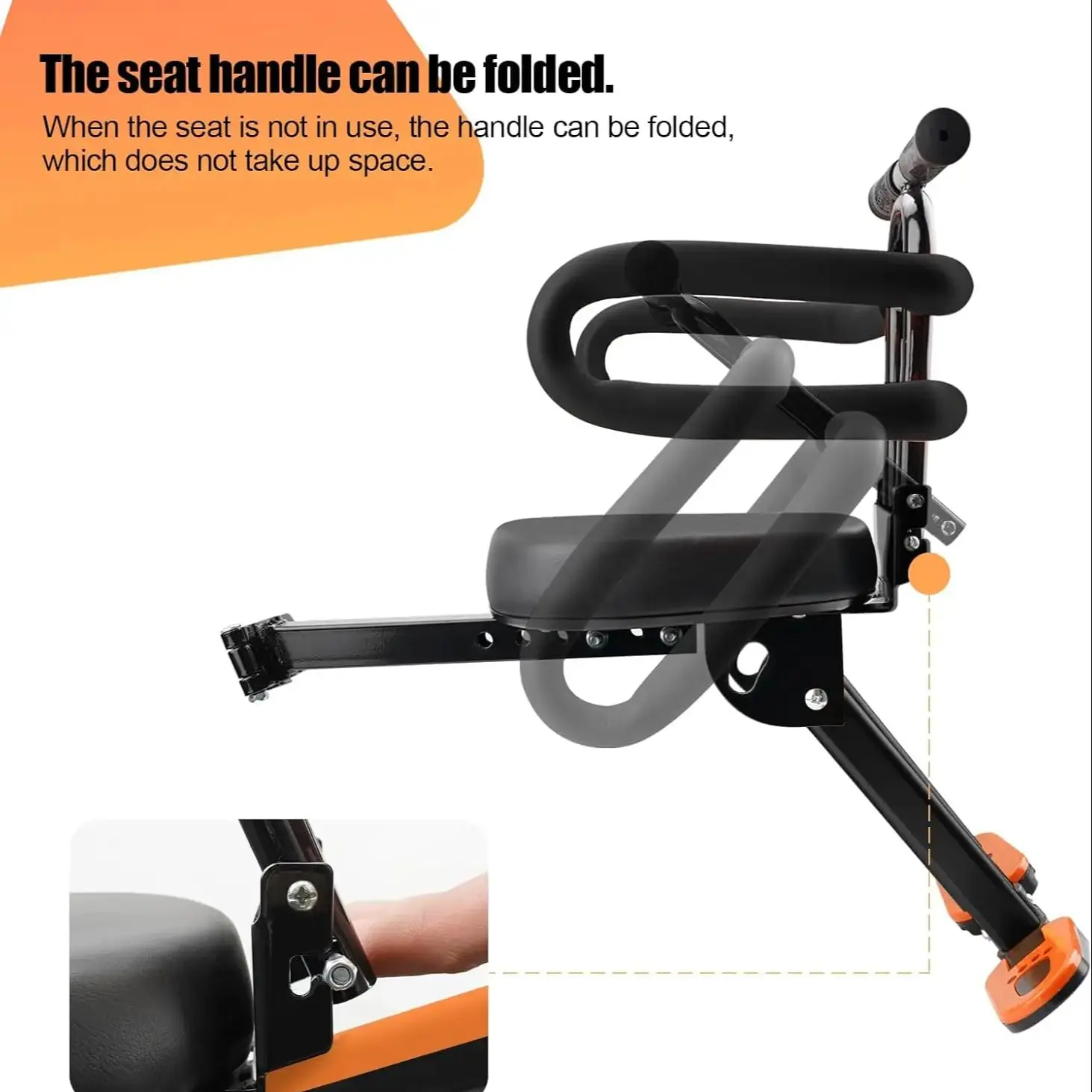 Asiento infantil de bicicleta delantero desmontable con soporte para manillar - imagen 4