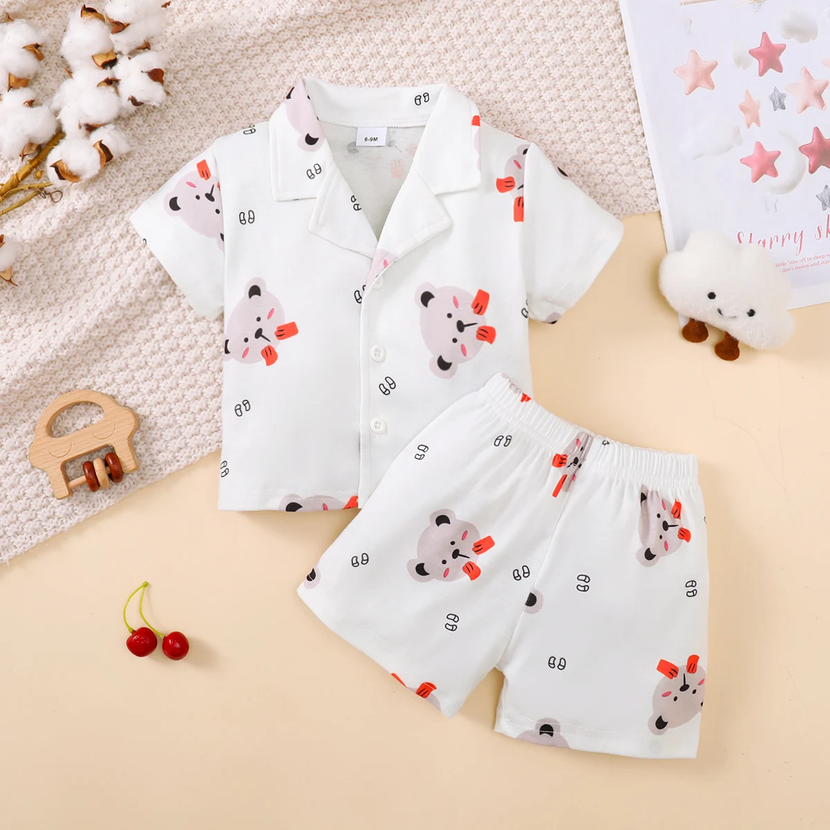 Pijama verano bebé 0-3 años – Manga corta con dibujos animados suave - imagen 4