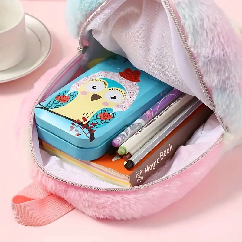 Mochila unicornio felpa - Color arcoíris para preescolar - imagen 3