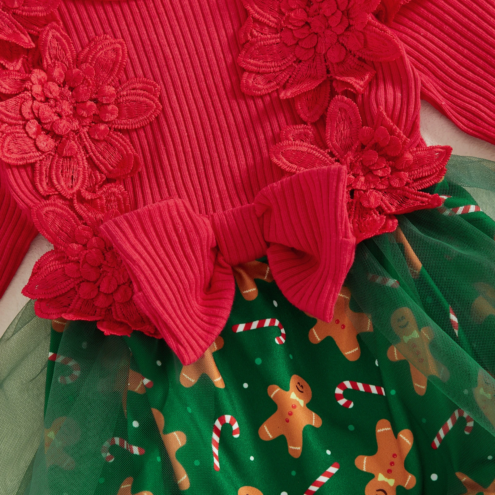 Tregren Pelele navidad niña – Volantes y diadema floral - imagen 4