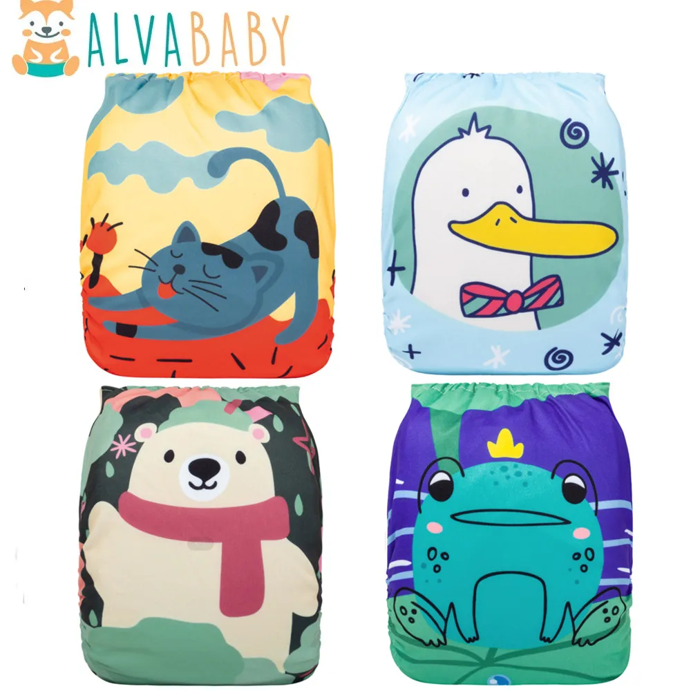 ALVABABY Pañal de tela lavable reutilizable para bebé - imagen 5