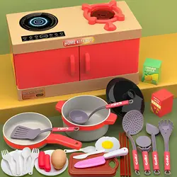 Juego de cocina infantil imitación con estufa y utensilios