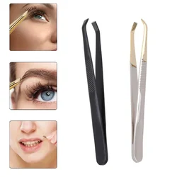 Pinzas de cejas de acero inoxidable con punta inclinada