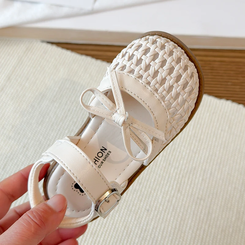 Sandalias para niñas de princesa con lazo antideslizantes para verano