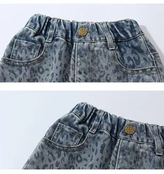 MILANCEL Pantalones vaqueros pierna ancha leopardo para niños