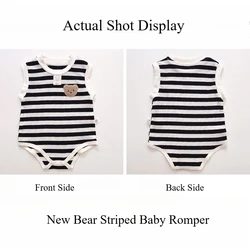 Body bebé de algodón sin mangas a rayas, unisex verano