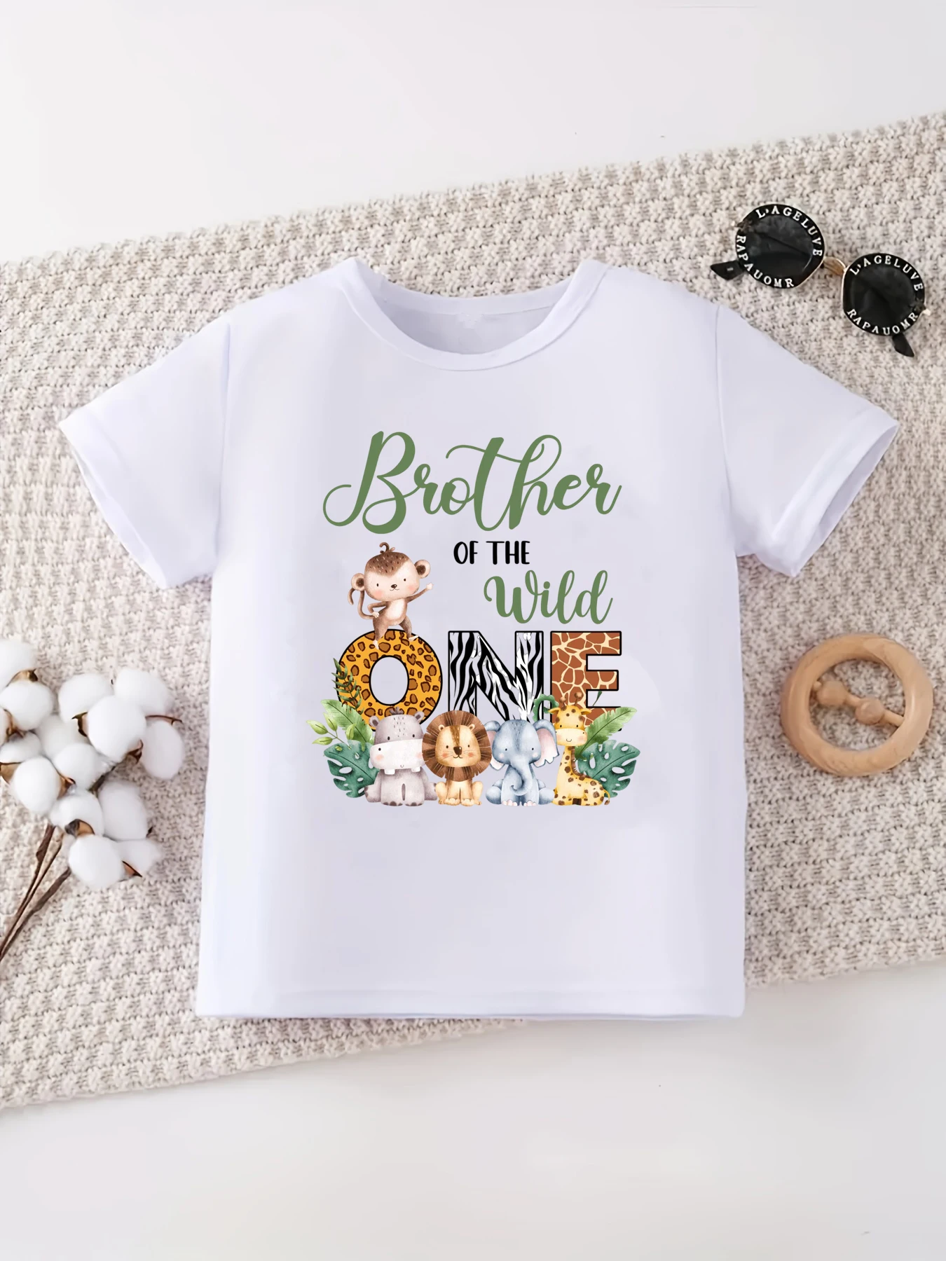 Camiseta estampado cebra y león de la naturaleza, a juego para hermanos - imagen 4