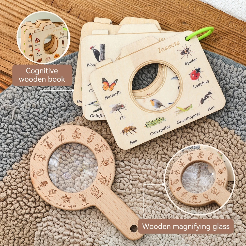 Lupa infantil mostrando detalle de hoja