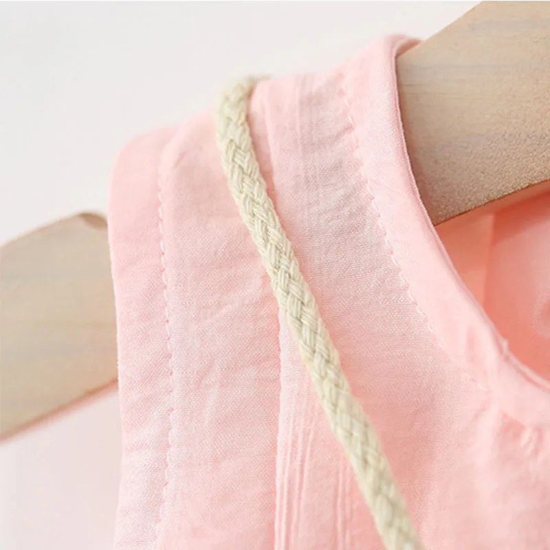 Conjunto niña verano vestido rosa sin mangas con lazo - imagen 4